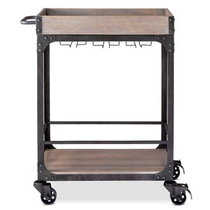 Franklin Bar Cart and Wine Rack Weathered Gray 2044