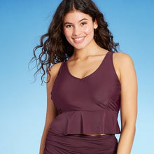 Load image into Gallery viewer, Women&#39;s Peplum Scoop Neck Cropped Tankini Top
