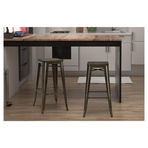 Set of 2 30" Fiora Backless Metal Barstool with Wood Seat 7322