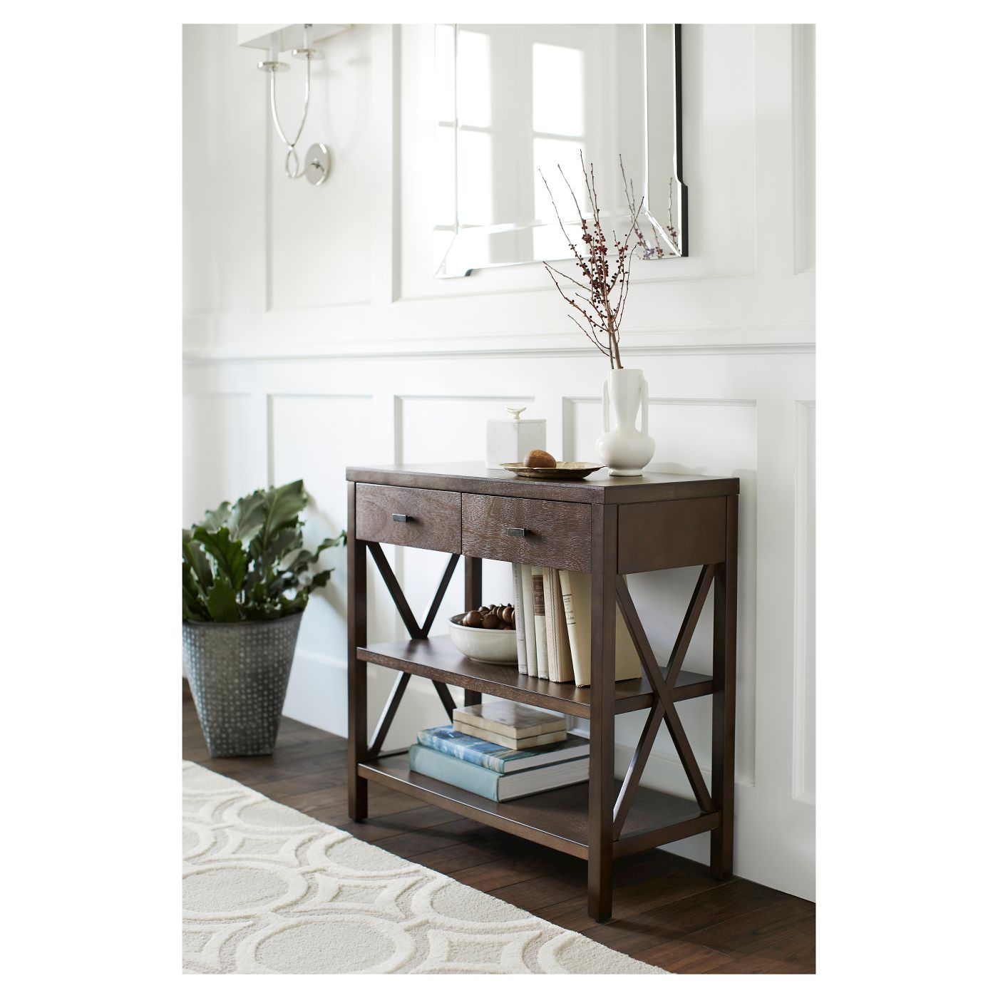 Owings Console Table With 2 Shelf and Drawers 7319