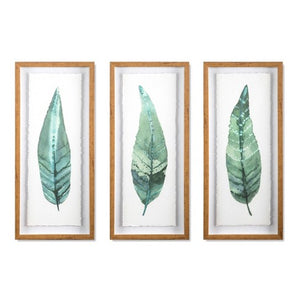(Set of 3) 28"x12" Framed Leaves Decorative Wall Art #9177
