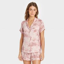 Load image into Gallery viewer, Women's Tie-Dye Beautifully Soft Short Sleeve Notch Collar Top and Shorts Pajama Set
