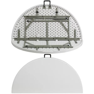 Flash Furniture 4-Foot Round Bi-Fold Granite White Plastic Banquet and Event Folding Table with Carrying Handle 635AH