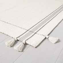 Load image into Gallery viewer, Simple Border Stripe with Corner Tassel Rug White/Gray - Hearth &amp; Hand™ with Magnolia 4174RR
