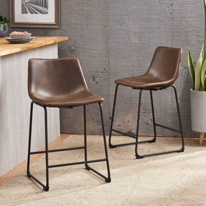 Set of 2 Cedric Counter Stool Vintage Brown 7335