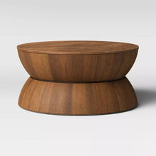 Load image into Gallery viewer, Prisma Round Natural Wood Turned Drum Coffee Table Brown - Project 62™ 3998RR
