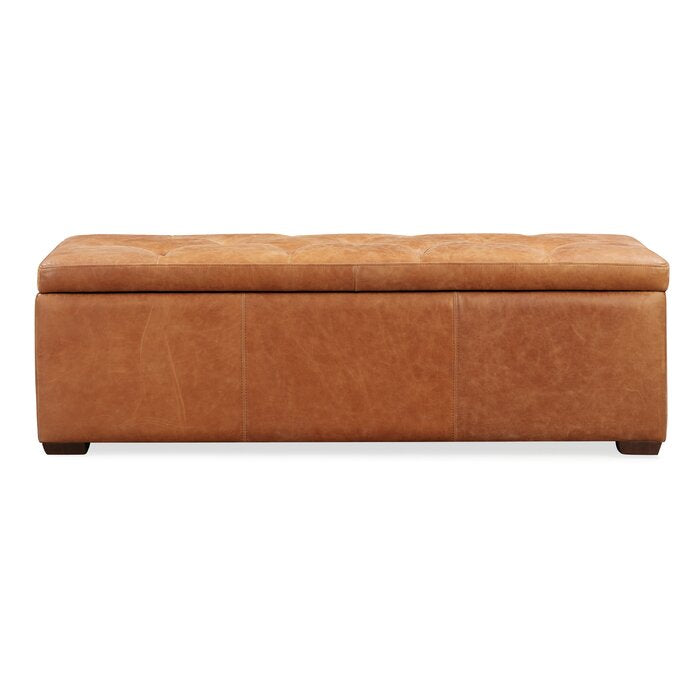 Gable 52'' Wide Genuine Leather Tufted Rectangle Storage Ottoman with Storage