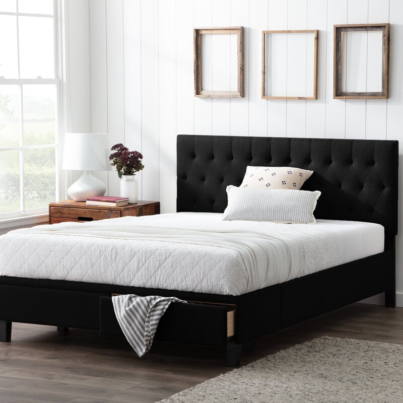 King Black Gabouray Tufted Upholstered Low Profile Storage Platform Bed (HEADBOARD ONLY!) MRM1663