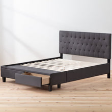 Load image into Gallery viewer, Queen Charcoal Gabouray Upholstered Low Profile Storage Platform Bed 7811

