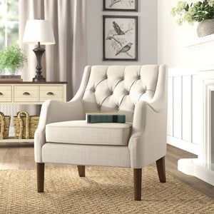 Galesville Tufted Polyester Beige Wingback Chair (42MM)