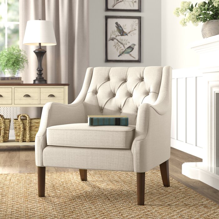 Galesville Tufted Polyester Beige Wingback Chair (42MM)