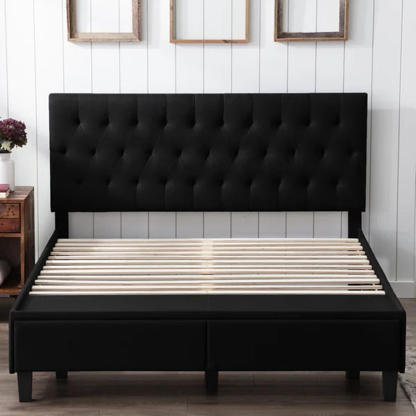 Galey Tufted Upholstered Low Profile Storage Platform Bed king
