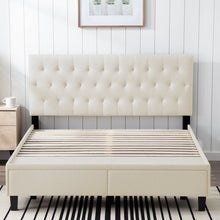 Load image into Gallery viewer, Cream Galey Tufted Upholstered Low Profile Storage Platform Bed full
