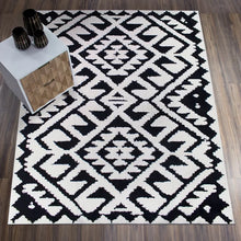Load image into Gallery viewer, Galipeau Geometric Shag Area Rug in Black/White
