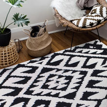 Load image into Gallery viewer, Galipeau Geometric Shag Area Rug in Black/White
