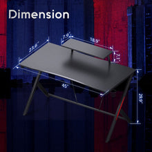 Load image into Gallery viewer, 37.6&quot; H x 44.8&quot; W x 23.6&quot; D Gaming Desk 39in With Monitor Shelf, Carbon Fiber Gaming Table Home Office Desk With Cup Holder And Headphone Hook, Gamer Workstation Black
