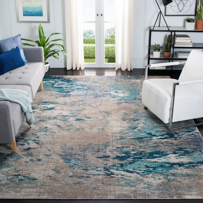 Gammage Abstract Area Rug in Blue/Gray, Rectangle 8' x 10'