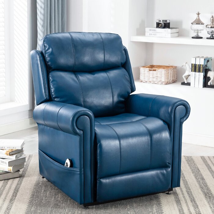 Gange 35.5'' Wide Faux Leather Power Lift Assist Standard Recliner with Massager