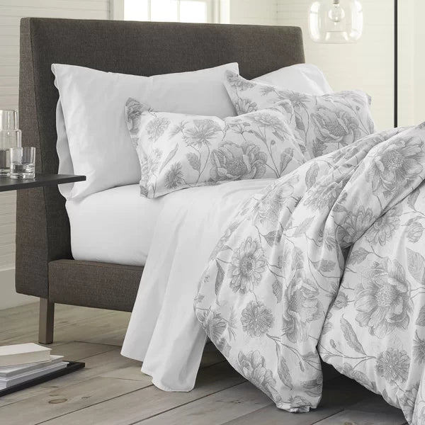 King Comforter + 2 King Shams Gannon Gray/Linen Organic Standard Cotton 200 TC Comforter Set