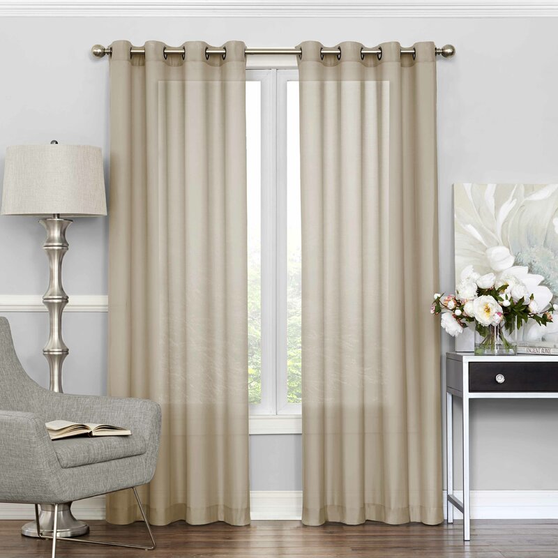 Gargi Solid Sheer Grommet Single Curtain Panel B56 176 ps