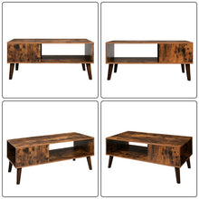 Load image into Gallery viewer, Rustic Brown Gascon 4 Legs Coffee Table with Storage
