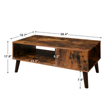 Load image into Gallery viewer, Rustic Brown Gascon 4 Legs Coffee Table with Storage
