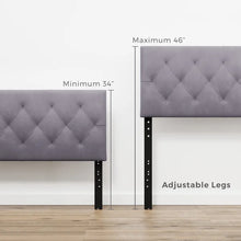 Load image into Gallery viewer, Queen Gray Gatlin Velvet Upholstered Panel Headboard
