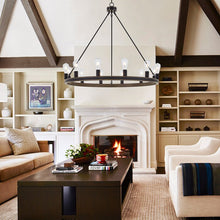 Load image into Gallery viewer, Gator 12 - Light Dimmable Wagon Wheel Chandelier
