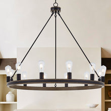 Load image into Gallery viewer, Gator 12 - Light Dimmable Wagon Wheel Chandelier
