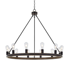 Load image into Gallery viewer, Gator 12 - Light Dimmable Wagon Wheel Chandelier
