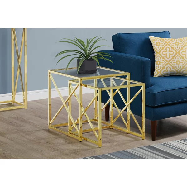 Geier 20'' Tall Glass Frame Nesting Tables, set of 2