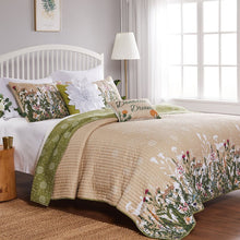 Load image into Gallery viewer, Geil Taupe/Green/White Standard Cotton 126 TC Reversible Quilt Set B22MS4233
