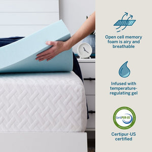 Gel and Aloe Infused 4" Memory Foam Mattress Topper, King