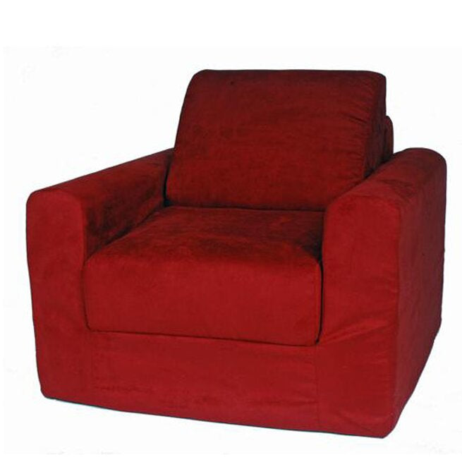 Red Faux Suede Child Armchair #9798