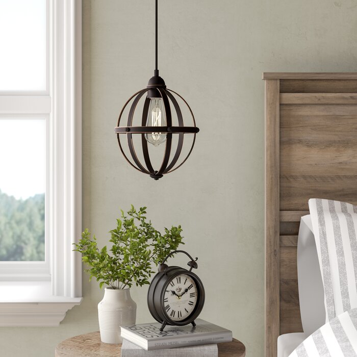 Oil Rubbed Bronze Genna 1 - Light Lantern Globe Pendant (ND193)