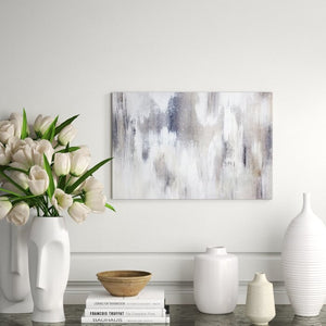 Gray/White Gentle Falling Shades Print by Oliver Gal on Wrapped Canvas #9502