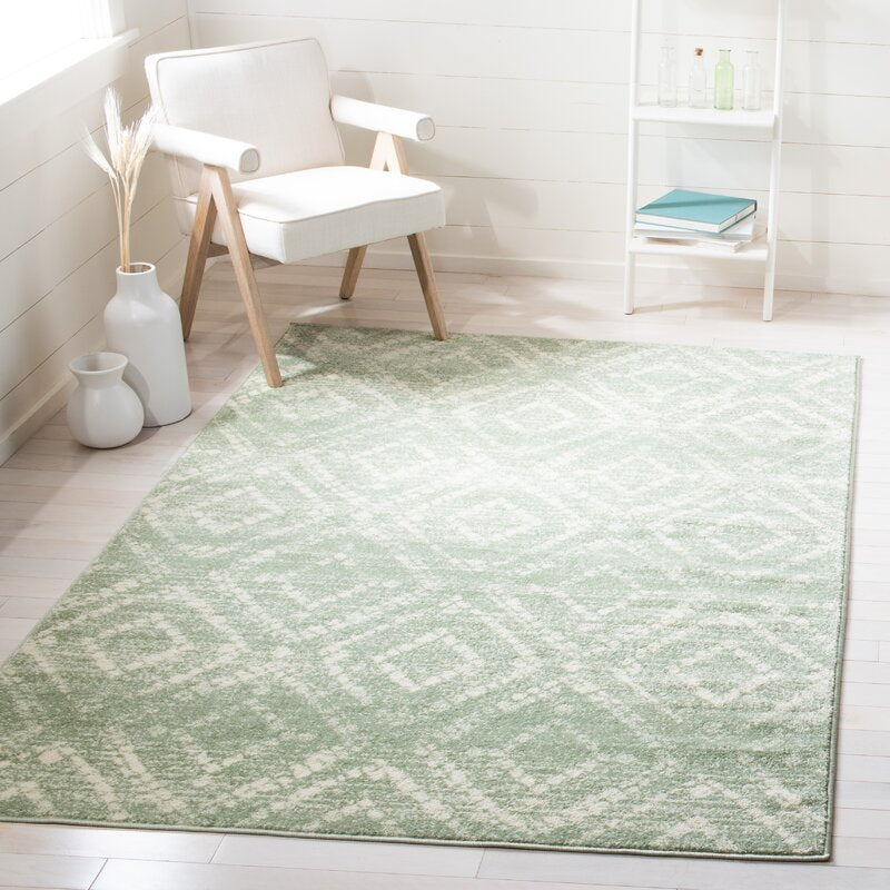 Geometric Green/Ivory Area Rug