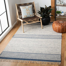 Load image into Gallery viewer, Geometric Handmade Flatweave Cotton Ivory/Navy Area Rug, 2&#39;3&quot; x 4&#39;
