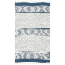 Load image into Gallery viewer, Geometric Handmade Flatweave Cotton Ivory/Navy Area Rug, 2&#39;3&quot; x 4&#39;
