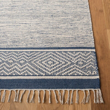 Load image into Gallery viewer, Geometric Handmade Flatweave Cotton Ivory/Navy Area Rug, 2&#39;3&quot; x 4&#39;
