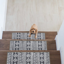 Load image into Gallery viewer, 26&#39;&#39; L X 8.6&#39;&#39; W Geometric Non-Slip Gray/Ivory Stair Tread (Set of 13)
