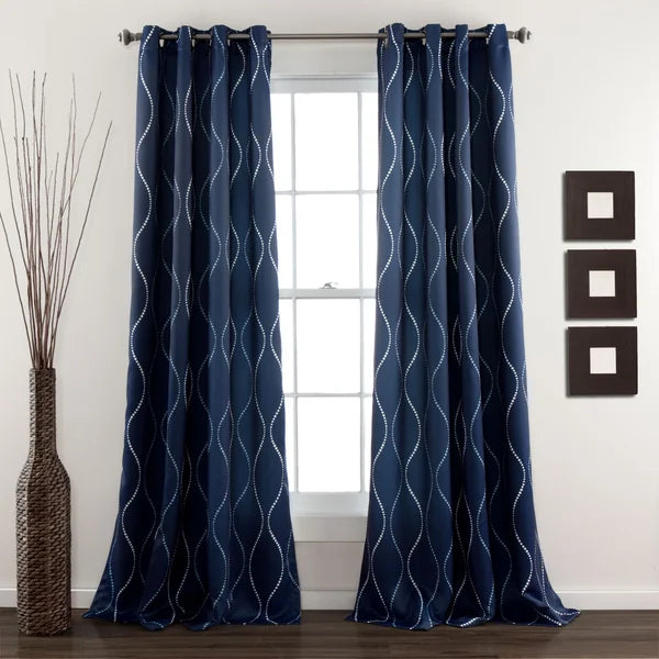 Geometric Room Darkening Thermal Grommet Curtain Panels 52