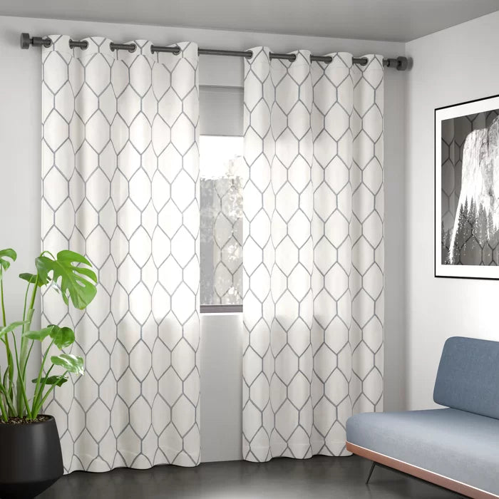 Gerdes Geometric Semi-Sheer Grommet Single Curtain Panel, 50