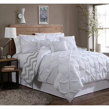 Load image into Gallery viewer, Germain Chevron Navy&quot; Design Of Navy And Off-White Microfiber Reversible Comforter Set queen
