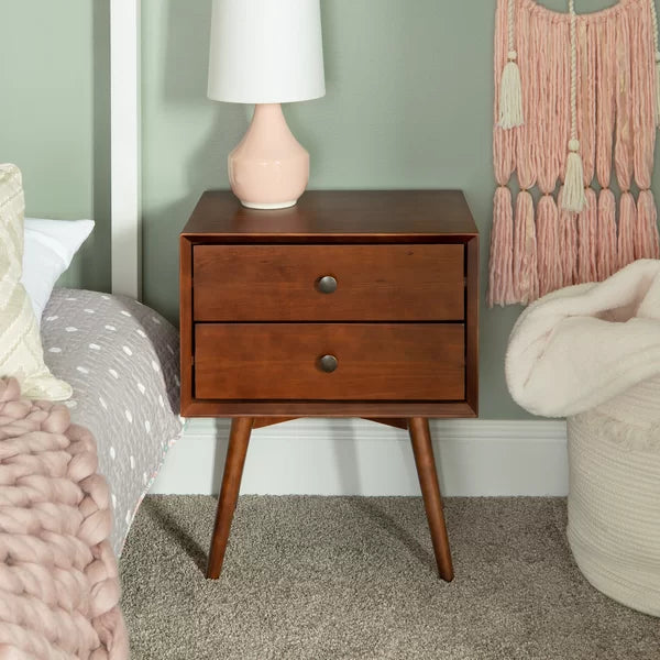 Gertz 24'' Tall 2 - Drawer Solid Wood Nightstand