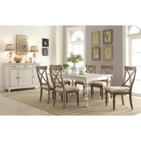Aberdeen Weathered Worn White Extendable Rectangular Dining Table