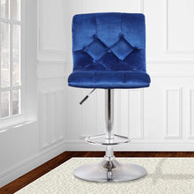 Load image into Gallery viewer, Ghel Velvet Adjustable Stool With Chrome Pedestal Base 20'' W X 15'' D (Set of 2)
