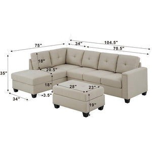 Gilbertville 105" Wide Reversible Sofa & Chaise with Ottoman