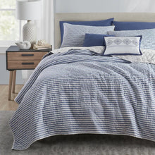 Load image into Gallery viewer, King Comforter + 2 Shams + 2 Throw Pillows Navy Gilford Microfiber 5 Piece Quilt Set
