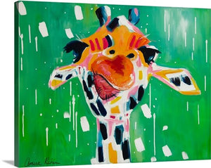 45" H x 60" W x 1.5" D  Green/Orange/Pink 'Gino' by Amira Rahim Painting Print 1604AH